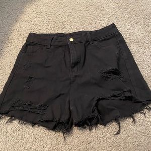 SHEIN Distressed Black Denim Shorts